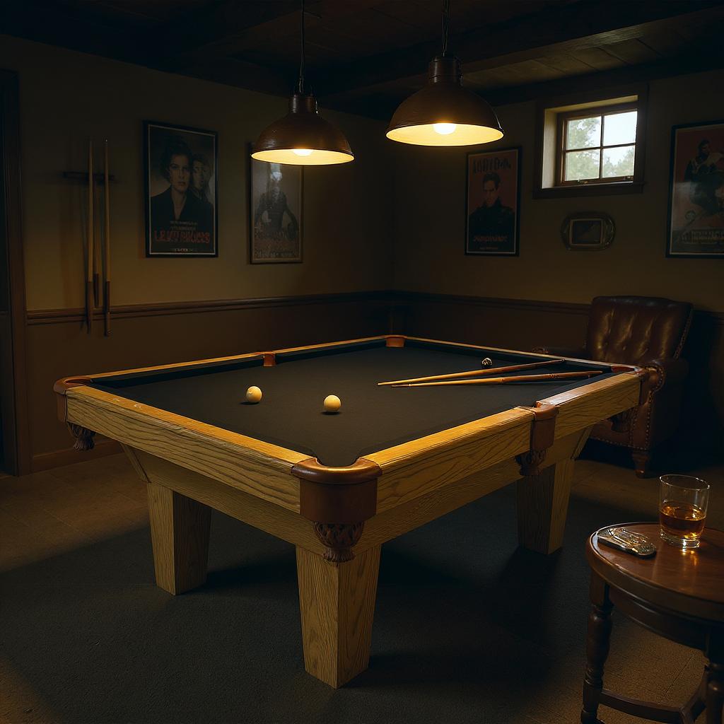 LIKE-NEW BRUNSWICK OLHAUSEN SOLID OAK POOL TABLE – FULL ACCESSORY SET!
